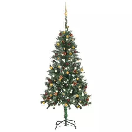 Set Albero Natale Artificiale con LED e Palline 150 cm