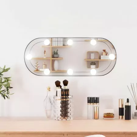 Specchio da Parete con Luci LED 20x50 cm Vetro Ovale