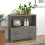 Credenza Grigio Chiaro 85x35x80 cm in Legno Massello di Pino