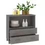 Credenza Grigio Chiaro 85x35x80 cm in Legno Massello di Pino