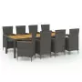 Set da Pranzo da Esterno 9 pz con Cuscini in Polyrattan Grigio