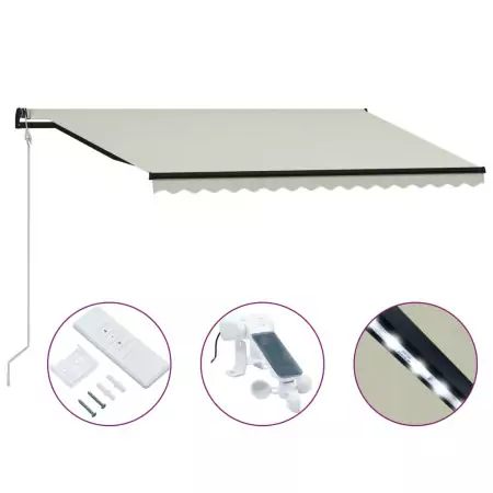 Tenda da Sole Retrattile Sensore Vento e LED 400x300cm Crema