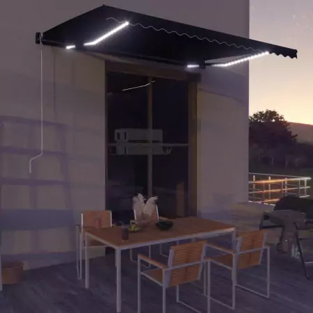 Tenda da Sole Retrattile Sensore Vento LED 450x300cm Antracite