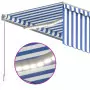 Tenda Automatica Parasole LED Sensore Vento 4,5x3m Blu Bianco