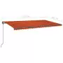 Tenda da Sole Retrattile Automatica Pali 6x3 m Arancio Marrone