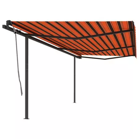 Tenda Retrattile Automatica con Pali 6x3,5 m Arancio e Marrone