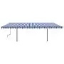 Tenda da Sole Retrattile Automatica con Pali 6x3,5 m Blu Bianca