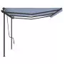 Tenda da Sole Retrattile Automatica con Pali 6x3,5 m Blu Bianca