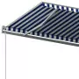 Tenda da Sole Retrattile Automatica con Pali 6x3,5 m Blu Bianca