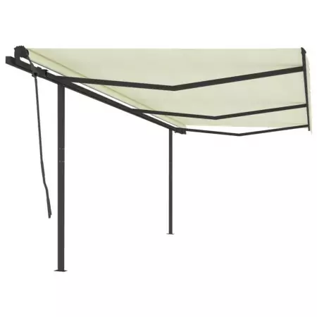 Tenda da Sole Retrattile Automatica con Pali 6x3,5 m Crema