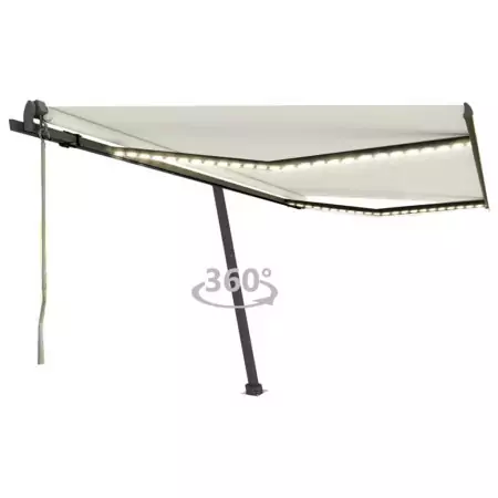 Tenda Automatica con Sensore Vento e LED 450x350 cm Crema