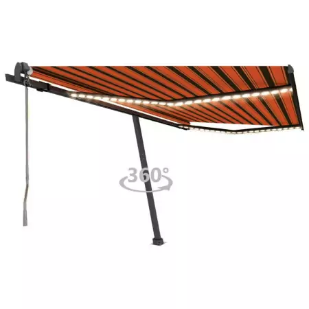 Tenda Automatica Sensore Vento e LED 450x350 cm Arancio Marrone