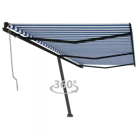 Tenda da Sole Autoportante Automatica 600x350 cm Blu Bianca