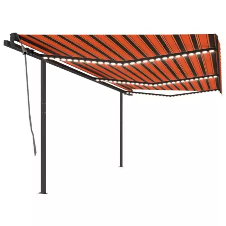 Tenda Automatica Sensore Vento e LED 6x3,5 m Arancio e Marrone