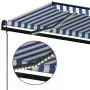 Tenda Automatica con Sensore Vento e LED 600x350 cm Blu Bianca