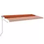 Tenda Automatica Sensore Vento e LED 600x350 cm Arancio Marrone