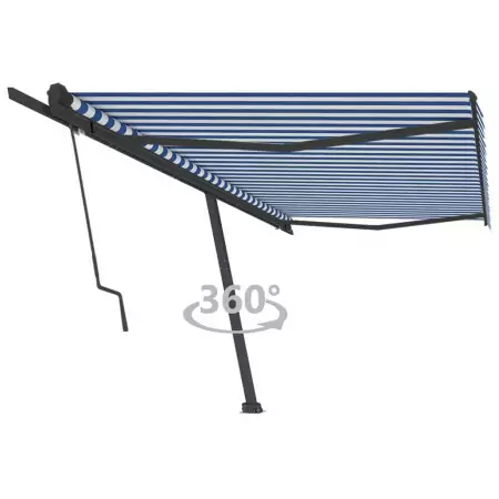 Tenda da Sole Autoportante Automatica 500x350 cm Blu Bianca