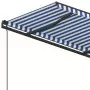 Tenda da Sole Retrattile Automatica con Pali 5x3,5 m Blu Bianca