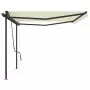 Tenda da Sole Retrattile Automatica con Pali 5x3,5 m Crema