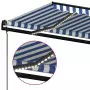 Tenda Automatica con Sensore Vento e LED 500x350 cm Blu Bianca