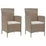 Set Mobili da Giardino 3 pz con Cuscini in Polyrattan Beige