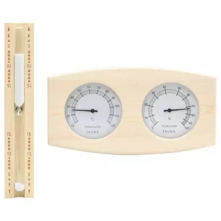 Set Timer Igrotermografo e Clessidra Sauna 2 in 1 Massello Pino