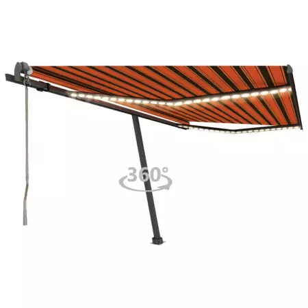 Tenda Automatica Sensore Vento e LED 400x350 cm Arancio Marrone