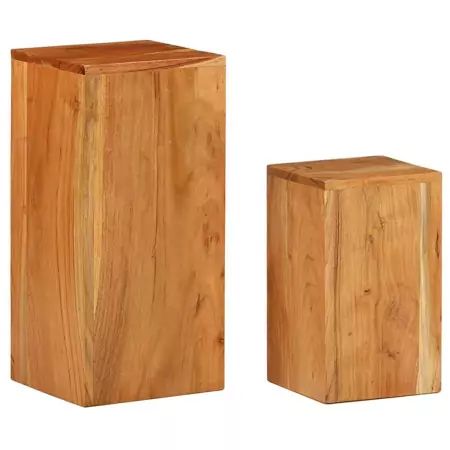 Tavolini Laterali 2 pz in Legno Massello di Acacia