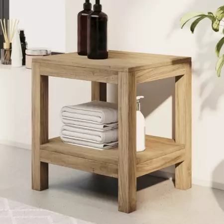 Panca da Doccia 45x35x45 cm in Legno Massello di Teak