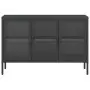 Credenza Nera 105x35x70 cm Vetro e Acciaio