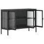 Credenza Nera 105x35x70 cm Vetro e Acciaio