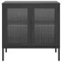 Credenza Nera 70x35x70 cm Vetro e Acciaio