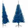 Albero di Natale Artificiale a Metà con Supporto Blu 180 cm PVC