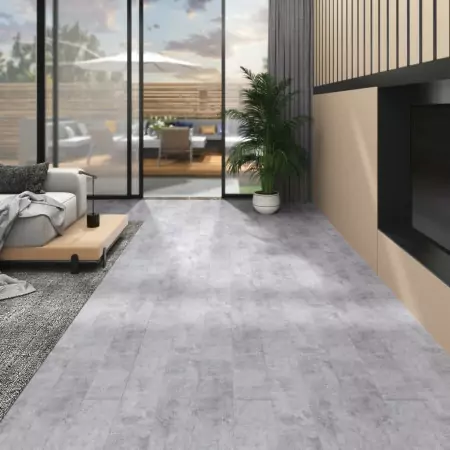 Listoni Pavimenti Non Autoadesivi PVC 5,26m² 2mm Grigio Cemento