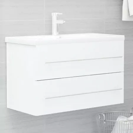 Mobile da Bagno con Lavabo Integrato Bianco in Truciolato