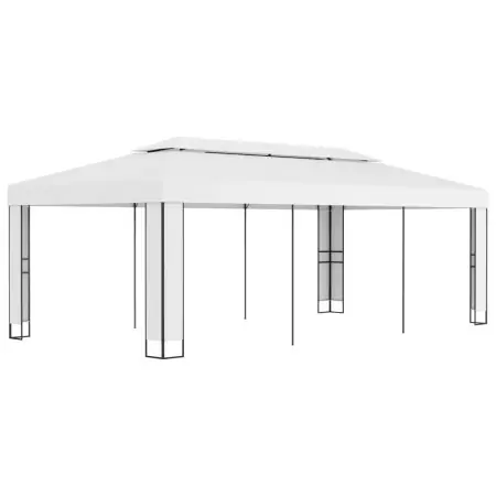 Gazebo con Tetto Doppio 3 x 6 m Bianco