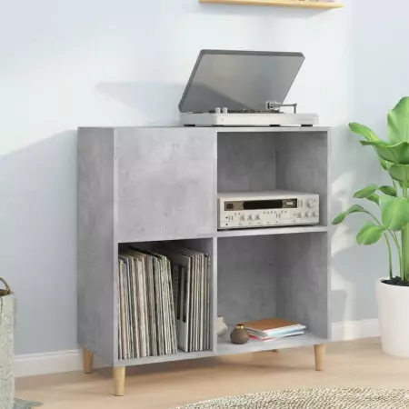 Mobile Porta Dischi Grigio Cemento 84,5x38x89 Legno Multistrato