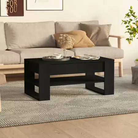 Tavolino da Salotto Nero 102x55x45 cm in Legno Multistrato