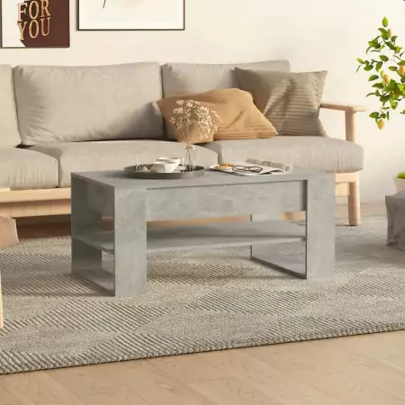 Tavolino Salotto Grigio Cemento 102x55x45 cm Legno Multistrato