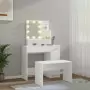 Set Tavolo da Toeletta Bianco con LED in Legno Multistrato