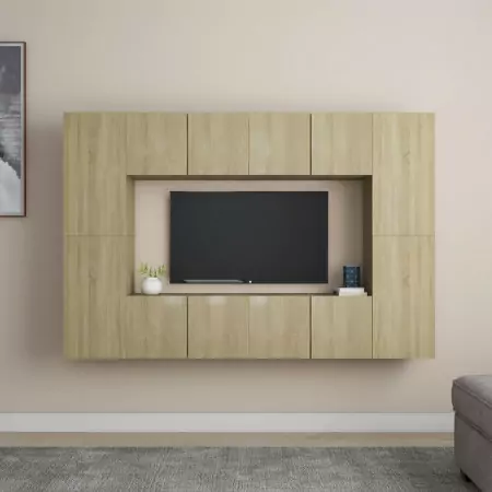 Set Porta TV 8 pz Rovere Sonoma in Truciolato