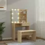 Set Tavolo da Toeletta con LED Rovere Sonoma Legno Multistrato