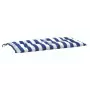 Cuscini Panca Giardino 2pz Righe Bianche Blu 100x50x7cm Tessuto