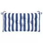 Cuscini Panca Giardino 2pz Righe Bianche Blu 100x50x7cm Tessuto