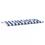 Cuscini Panca Giardino 2pz Righe Bianche Blu 120x50x7cm Tessuto