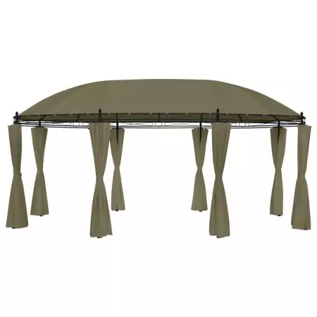 Gazebo con Tende 520x349x255 cm Grigio Talpa 180 g/m²