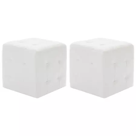 Pouf 2 pz Bianco 30x30x30 cm in Similpelle