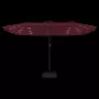 Ombrellone a Doppia Testa con LED Rosso Bordeaux 449x245 cm