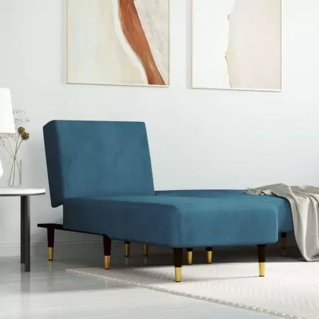 Chaise Longue in Velluto Blu