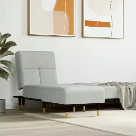 Chaise Longue in Velluto Grigio Chiaro